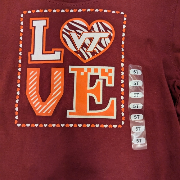 Virginia Tech 5T T- Shirts Kids Maroon Love Graphic T-Shirt. Set Of 2 - Picture 2 of 5